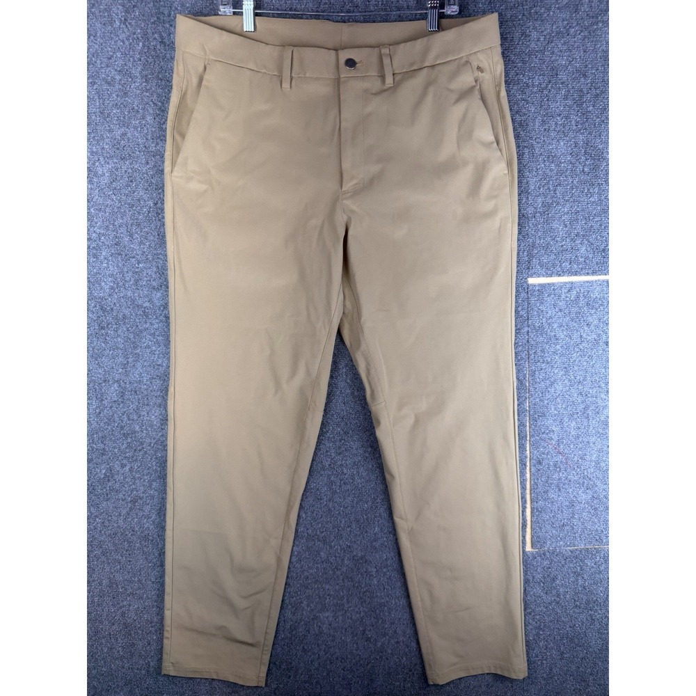 CRZ YOGA Golf Pants Men's 36 Khaki Sand Beige Stretch Performance Zipper Pocket